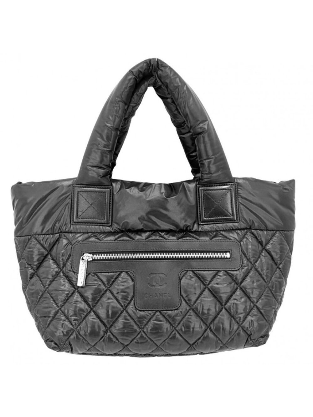Chanel Handbag Coco Cocoon PM Reversible Tote CC Logo Quilted Nylon Black